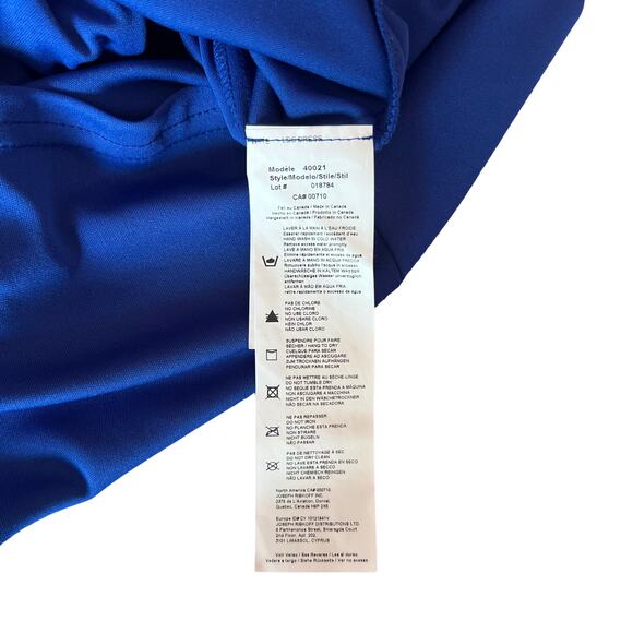 Joseph Ribkoff Blue Ruched Sheath Dress 10 Cowl Neck Embellished Party Cocktail - Picture 7 of 8